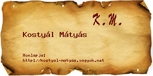 Kostyál Mátyás névjegykártya